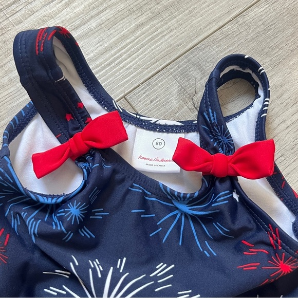 Hanna Andersson Firework Swimsuit - 18-24M - Patriotic One-Piece w/ Bows Beachy - Picture 8 of 10